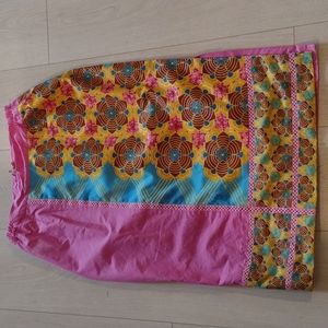 🆕HANDCRAFTED Sparkle Floral Pattern Lace Detail Pencil Skirt w Elastic Waist